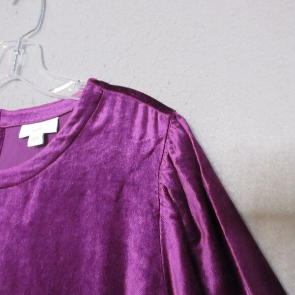 J Jill Dress Large Purple Velvet Short Sleeve Shift Lagenlook Party NWT - Picture 3 of 12
